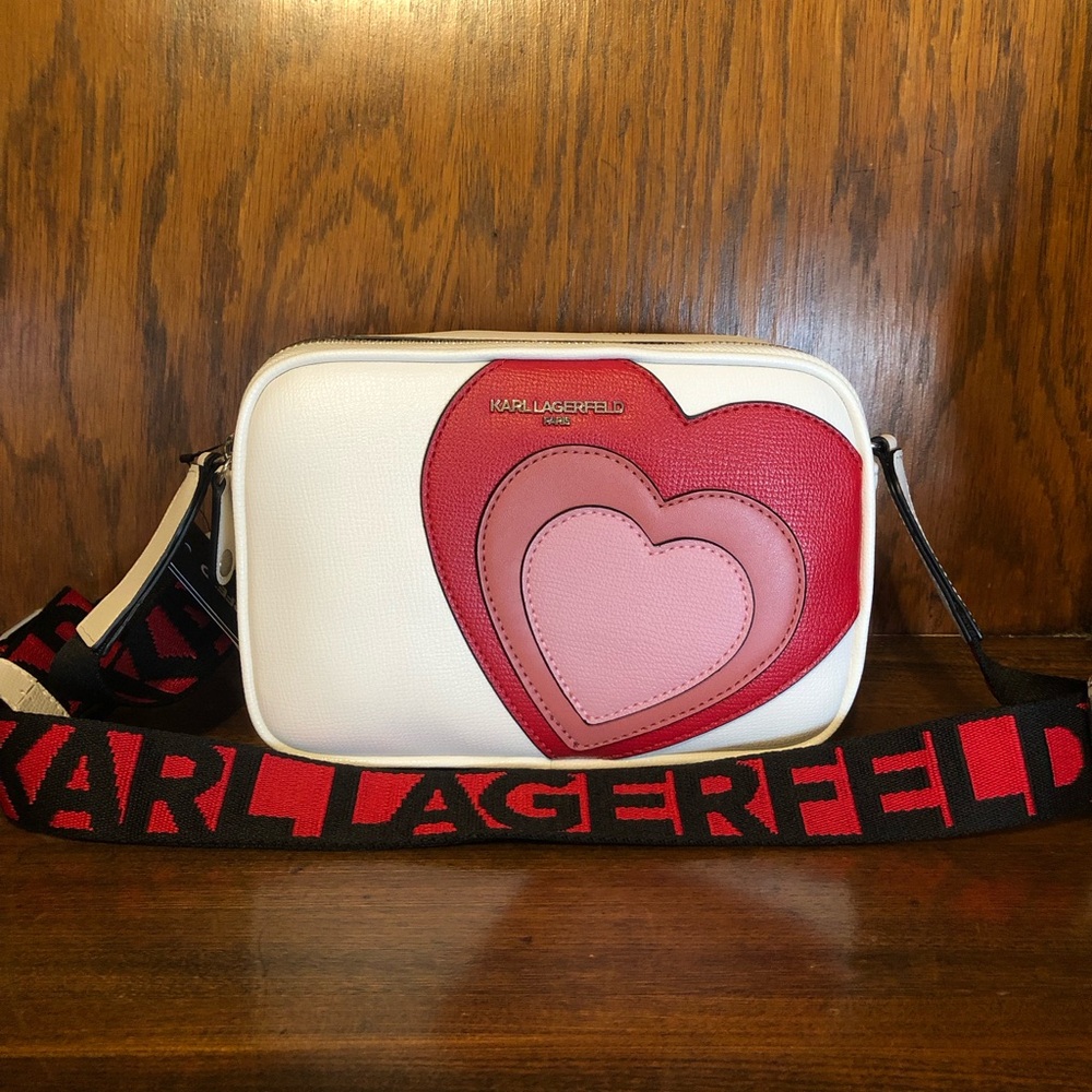 NWT-Karl Lagerfeld-Maybelle Camera Crossbody Bag-Triple Heart💗Design-$178